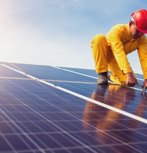 Technician Is Repairing Solar Panel 483x501